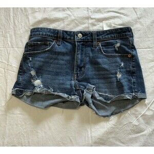 Abercrombie & Fitch Womens Shorts 2 26 Denim Jean Cutoff Distressed Low Rise